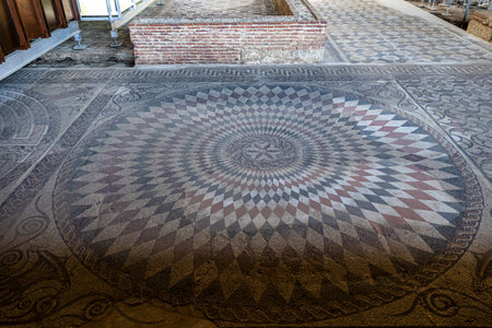 Merida, Spain - Oct 06, 2022: Museum of the Roman amphitheater, Casa del Anfiteatro at Merida, Extremadura, Spainのeditorial素材