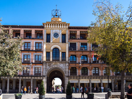 Toledo, Spain - Oct 08, 2022: Plaza, square de Zocodover, Toledo, Spain. The historical city of Toledo is a UNESCO World Heritage.のeditorial素材