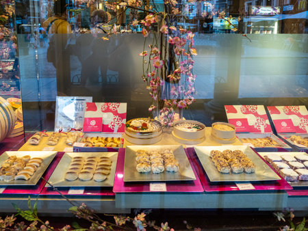 Toledo, Spain - Oct 08, 2022: Marzipan shop Obrador Santo Tome at Plaza, square de Zocodover, Toledo, Spain. The historical city of Toledo is a UNESCO World Heritage.のeditorial素材