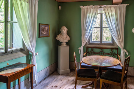 Weimar, Germany - May 12, 2023: Interior of the garden house of Johann Wolfgang von Goethe in Weimar, Thuringia in Germany. Unesco World Heritage Siteのeditorial素材