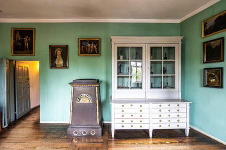 Weimar, Germany - May 11, 2023: Interior of Johann Wolfgang von Goethe house in the city of Weimar in Germany. Now Goethe House Museum, dedicated to the life and work of Johann Wolfgang Goethe.のeditorial素材