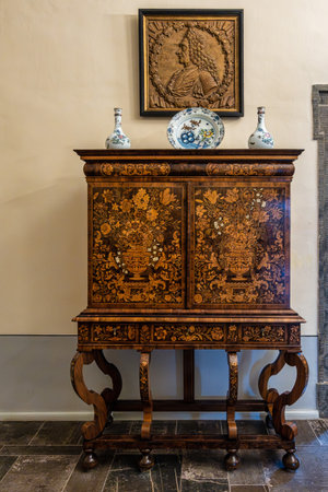 Weimar, Germany - May 12, 2023: Interior of Castle Belvedere near Weimar Thuringia Germany is a elegant summer residence dating from 18th century. View from the Castle park.のeditorial素材