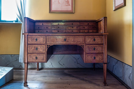 Weimar, Germany - May 12, 2023: Interior of the garden house of Johann Wolfgang von Goethe in Weimar, Thuringia in Germany. Unesco World Heritage Siteのeditorial素材