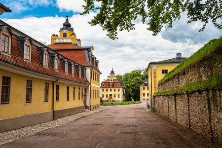Weimar, Germany - May 12, 2023: Castle Belvedere near Weimar Thuringia Germany is a elegant summer residence dating from 18th century. View from the Castle park.のeditorial素材