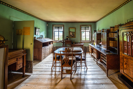 Weimar, Germany - May 11, 2023: Interior of Johann Wolfgang von Goethe house in the city of Weimar in Germany. Now Goethe House Museum, dedicated to the life and work of Johann Wolfgang Goethe.のeditorial素材
