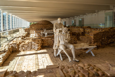 Jaca, Spain - Oct 25, 2022: New monastery exhibition San Juan de la Pena near Jaca. Huesca, Aragon. Spain in Europeのeditorial素材