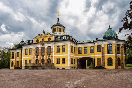 Weimar, Germany - May 12, 2023: Castle Belvedere near Weimar Thuringia Germany is a elegant summer residence dating from 18th century. View from the Castle park.のeditorial素材