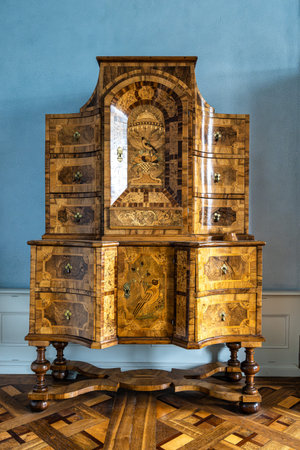 Weimar, Germany - May 12, 2023: Interior of Castle Belvedere near Weimar Thuringia Germany is a elegant summer residence dating from 18th century. View from the Castle park.のeditorial素材