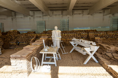 Jaca, Spain - Oct 25, 2022: New monastery exhibition San Juan de la Pena near Jaca. Huesca, Aragon. Spain in Europeのeditorial素材