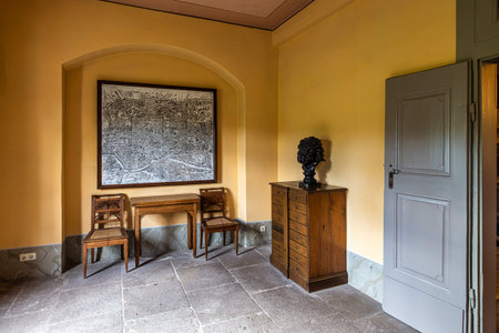 Weimar, Germany - May 12, 2023: Interior of the garden house of Johann Wolfgang von Goethe in Weimar, Thuringia in Germany. Unesco World Heritage Siteのeditorial素材