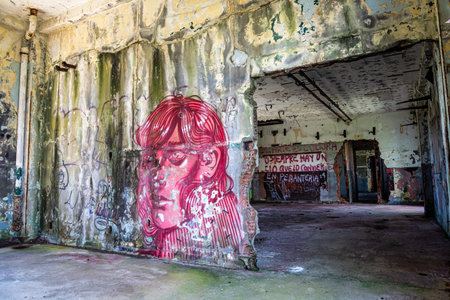 Estaca de Bares, Spain - Jun 22, 2023: Lost place at Estaca de Bares peninsula coast. Province of A Coruna, Galicia in Spain.のeditorial素材