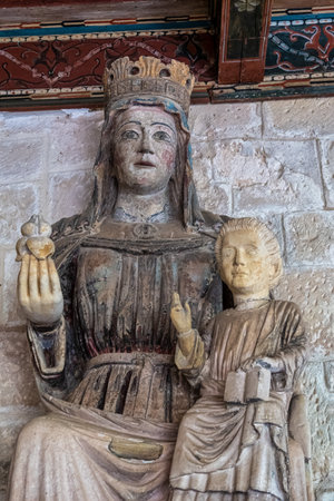 Burgos, Spain - Jun 16, 2023: The cloister of Santo Domingo de Silos Abbey at Burgos, Spain. It is a Benedictine monastery and a masterpiece of Romanesque art.のeditorial素材