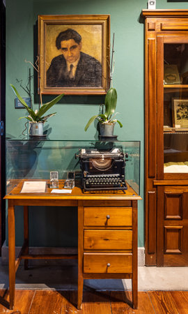 Gran Canaria, Spain - Feb 20, 2023: Interior of Tomas Morales House-Museum , Casa Museo Tomas Morales at the small village Moya on Gran Canaria on Canary Islands in Spainのeditorial素材