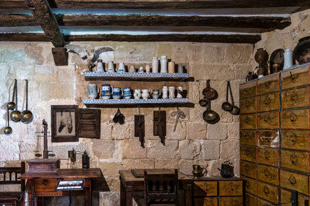 Burgos, Spain - Jun 16, 2023: The cloister of Santo Domingo de Silos Abbey at Burgos, Spain. It is a Benedictine monastery and a masterpiece of Romanesque art.のeditorial素材