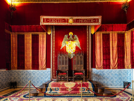 Segovia, Spain - Jul 06, 2023: Interior of Alcazar Palace and fortress of the Spanish kings in the...