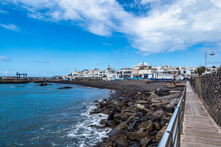 Gran Canaria, Spain - Feb 26, 2023: View of the coastal town of Puerto de Las Nieves, Gran Canaria, Canary Islands, Spain.のeditorial素材