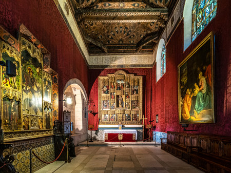 Segovia, Spain - Jul 06, 2023: Interior of Alcazar Palace and fortress of the Spanish kings in the...