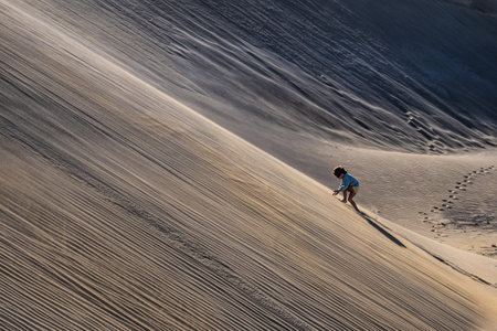 Gran Canaria, Spain - Feb 15, 2023: Maspalomas Sand Dunes, Dunas de Maspalomas on the south coast of the island of Gran Canaria, Canary Islands, Spainのeditorial素材
