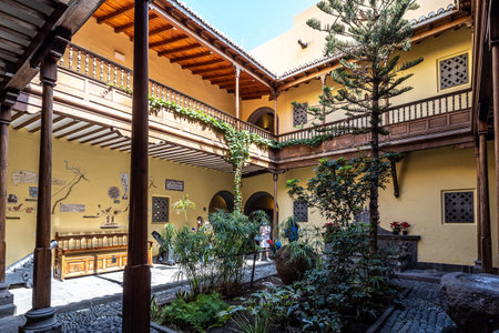 Gran Canaria, Spain - Feb 22, 2023: Interior of Historical colonial museum, Casa de Colon, Colombus House in Las Palmas, Gran Canaria, Spain in Europeのeditorial素材