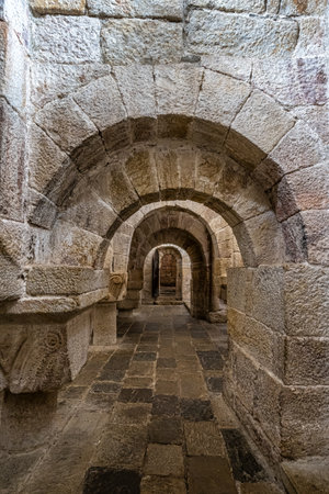 Yesa, Spain - Oct 27, 2022: The Monastery of San Salvador of Leyre at Yesa, Pyrenees, Navarre,...