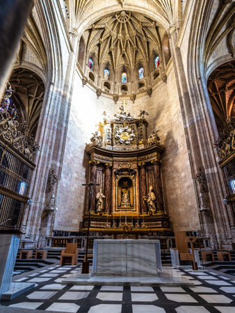 Segovia, Spain - Jul 06, 2023: Interior of the Catedral de Santa Maria de Segovia in the historic city of Segovia, Castilla y Leon, Spainのeditorial素材