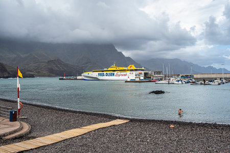 Gran Canaria, Spain - Feb 26, 2023: View of the coastal town of Puerto de Las Nieves, Gran Canaria, Canary Islands, Spain.のeditorial素材