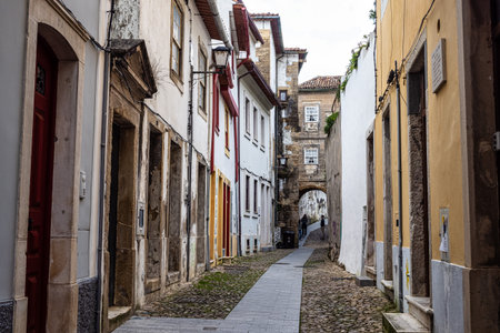 Portal of Torre da Contenda at Coimbra in Portugal, Former defensive tower of the cityの写真素材