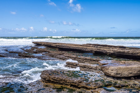 View of the Praia da Empa Beach in Ericeira village near Lisbon in Portugal
