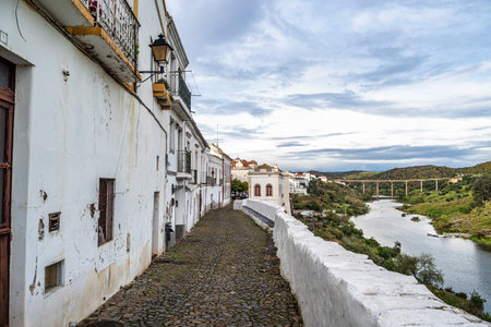 View of the village of Mertola with its white houses and narrow streets. Alentejo region in Portugalの写真素材