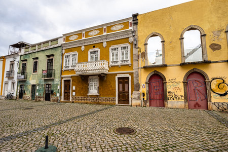 View of the historic center of Tavira, city founded in 1266, Algarve in southern Portugalの写真素材