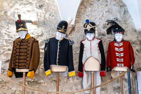 Exhibition of uniforms in the castle of Porto de Mos in Portugal., Europe