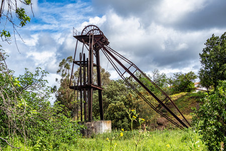 View of the abandoned mine in Minas de Sao Domingos Village in Alentejo Portugal.