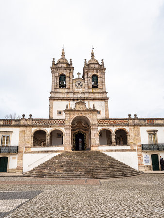 The famous Santuario de Nossa Senhora da Nazare, sanctuary of our lady. Nazare town Portugalの写真素材