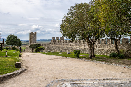 The imposing castle of the village of Montemor-o-Velho in Portugal is the main fortress of the Baixo Mondego in medieval timesの写真素材