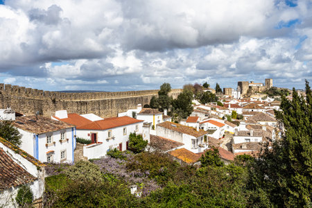 The Castle of Obidos, Castelo de Obidos is a well preserved medieval palace in the town of Obidos in Western Portugalの写真素材