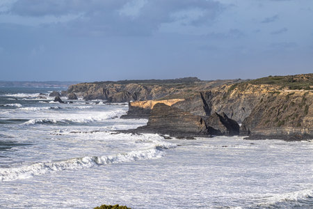 Praia De Odeceixe Beach, Atlantic Ocean in Portugal. Hiking Rota Vicentina the Fisherman's Trail....