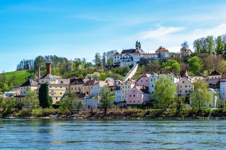Mariahilf pilgrimage church in Passau, Lower Bavaria, Bavaria, Germany. Pauline monastery, city of the three riversの写真素材