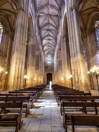 Inside the church of the Monastery of Santa Maria da Vitoria, Our Lady of the Victory at Batalha, Portugal. A World Heritage Siteの写真素材