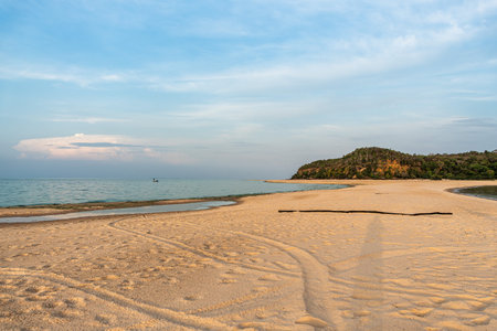 The beach of Ponta do Cururu, on the banks of the Tapajos River in Alter do Chao, state of Para in Northern Brazilの写真素材