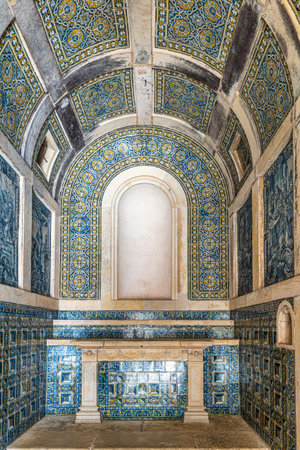 Ornate interior of the Convent of Christ in the Castle of Tomar in Portugal. Built by the Knights Templar, a UNESCO World Heritage Site.の写真素材