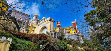 The ornate Park and National Palace of Pena, a UNESCO World Heritage Site at Sintra, Portugal.