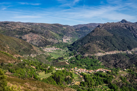 Beautiful landscape view of the Roucas Gavieira region in Peneda Geres National Park in Portugal. Lakes from the viewpoint of Tiboの写真素材