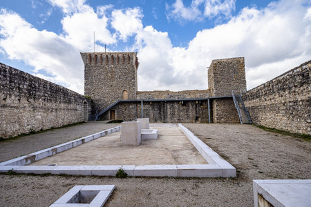 The medieval Castle of Ourem Santarem in Portugal. Palace and fortress, located on top of the town...