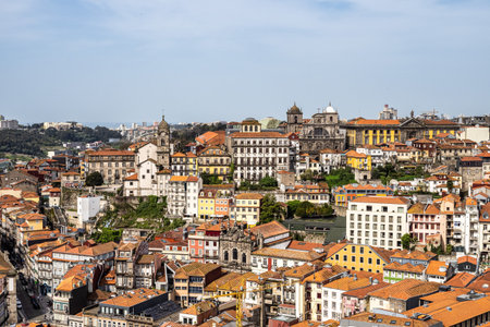 Picturesque, colorful view at old town of Porto in Portugal. Oporto, touristic Mediterranean city of...