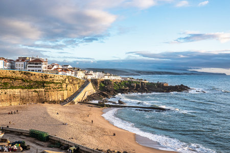 The Praia dos Pescadores, fishermen beach in Ericeira village near Lisbon, Portugalの写真素材