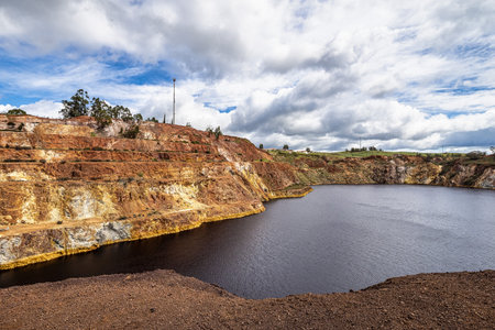 View of the abandoned Mine in Minas de Sao Domingos Village in Alentejo Portugal.