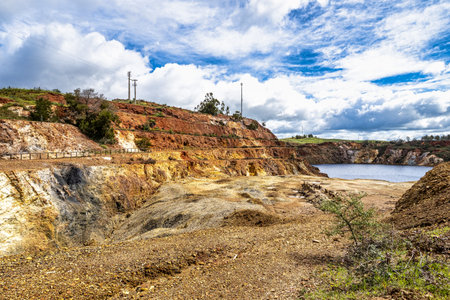 View of the abandoned Mine in Minas de Sao Domingos Village in Alentejo Portugal.
