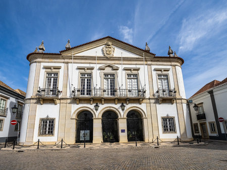 The famous city hall in the historic city center of Loule, Faro, Portugalの写真素材