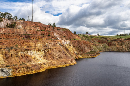 View of the abandoned Mine in Minas de Sao Domingos Village in Alentejo Portugal.