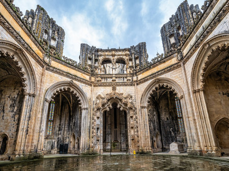 Batalha, Portugal. View of the Capelas Imperfeitas, Unfinished Chapels of Monastery of Batalha aka Monastery of Santa Maria da Vitoria. Gothic and Manueline styleの写真素材